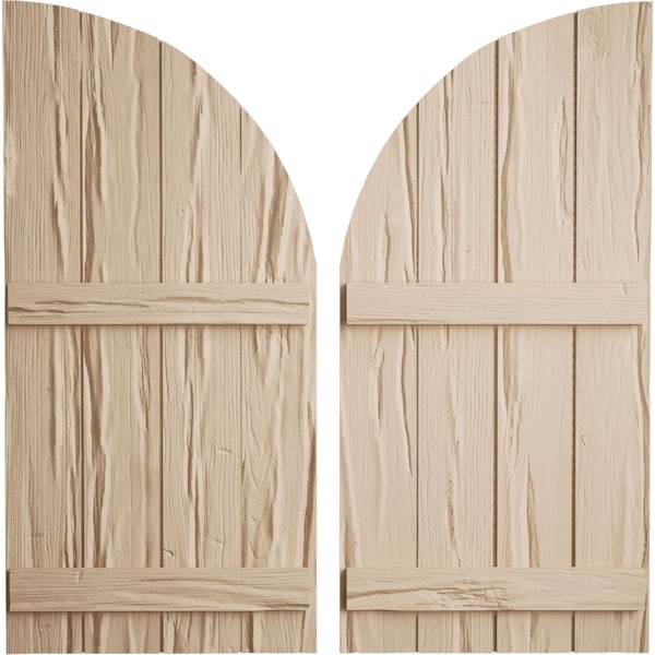 Ekena Millwork Riverwood 4 Board Joined Board-n-Batten w/Quarter Round Arch Top Faux Wood Shutters, 22W x 72H, PR - SHUBJQ22X72RWPR