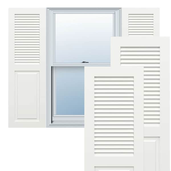 Ekena Millwork True Fit PVC, Combination Louver Panel Shutters, Unfinished, 17W x 58H, PR - TFP101CO17X058UN