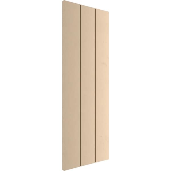 Ekena Millwork Rustic Three Board Joined Board-n-Batten Smooth Faux Wood Shutters w/No Batten, 16 1/2W x 74H, PR - SHUBJN16X74SMPR