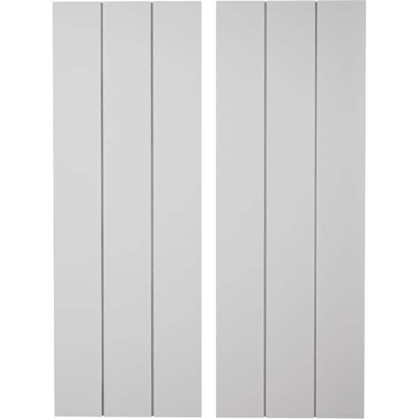 Ekena Millwork Rustic Three Board Joined Board-n-Batten Smooth Faux Wood Shutters w/No Batten, 16 1/2W x 74H, PR - SHUBJN16X74SMPR