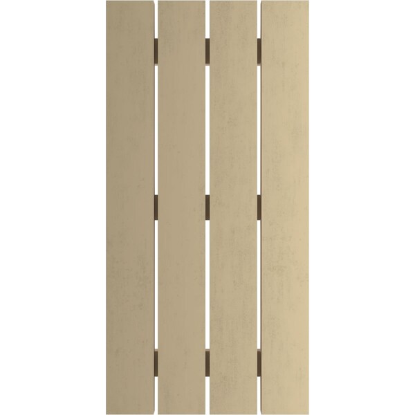 Ekena Millwork Rustic Four Board Spaced Board-n-Batten Knotty Pine Faux Wood Shutters, 23 1/2W x 70H, PR - SHUBSS23X70KPPR