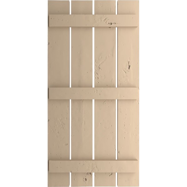 Ekena Millwork Rustic Four Board Spaced Board-n-Batten Knotty Pine Faux Wood Shutters, 23 1/2W x 70H, PR - SHUBSS23X70KPPR