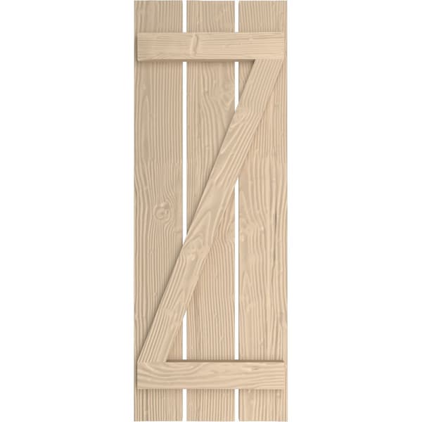 Ekena Millwork Rustic Three Board Spaced Board-n-Batten Sandblasted Faux Wood Shutters w/Z-Board, 17 1/2W x 76H, PR - SHUBSZ17X76SDPR