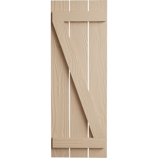 Ekena Millwork Rustic Three Board Spaced Board-n-Batten Sandblasted Faux Wood Shutters w/Z-Board, 17 1/2W x 76H, PR - SHUBSZ17X76SDPR