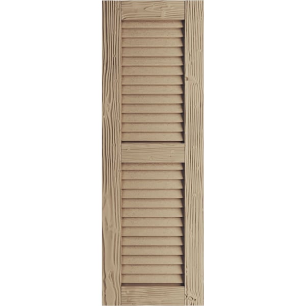 Ekena Millwork Rustic Two Equal Louver Sandblasted Faux Wood Shutters (Per Pair), Primed Tan, 12"W x 78"H - SHULV12X78SDPR