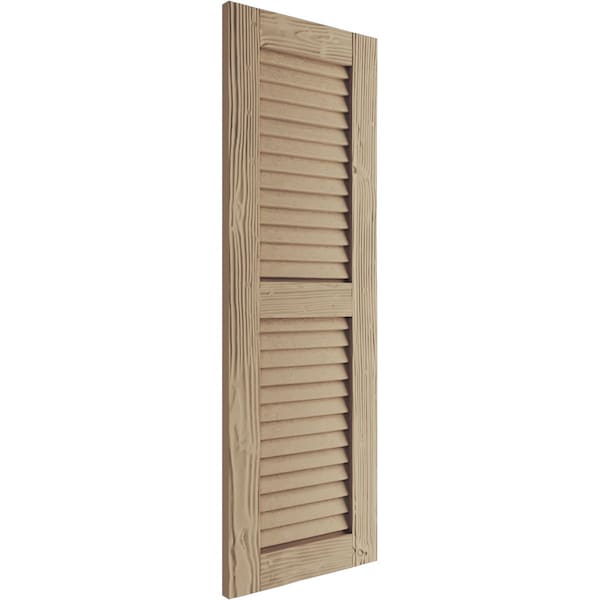 Ekena Millwork Rustic Two Equal Louver Sandblasted Faux Wood Shutters (Per Pair), Primed Tan, 12"W x 78"H - SHULV12X78SDPR