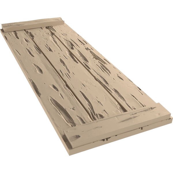Ekena Millwork Rustic 3 Board Joined Board-n-Batten Pecky Cypress Faux Wood Shutters w/End Batten, 16 1/2"W x 34"H - SHUBJE16X34PCPR