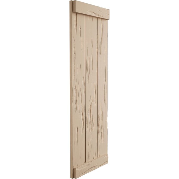 Ekena Millwork Rustic 3 Board Joined Board-n-Batten Pecky Cypress Faux Wood Shutters w/End Batten, 16 1/2"W x 34"H - SHUBJE16X34PCPR