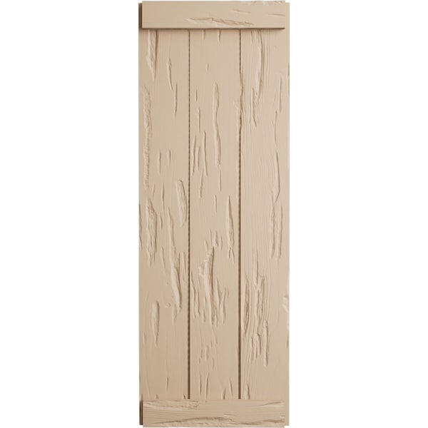 Ekena Millwork Rustic 3 Board Joined Board-n-Batten Pecky Cypress Faux Wood Shutters w/End Batten, 16 1/2"W x 34"H - SHUBJE16X34PCPR