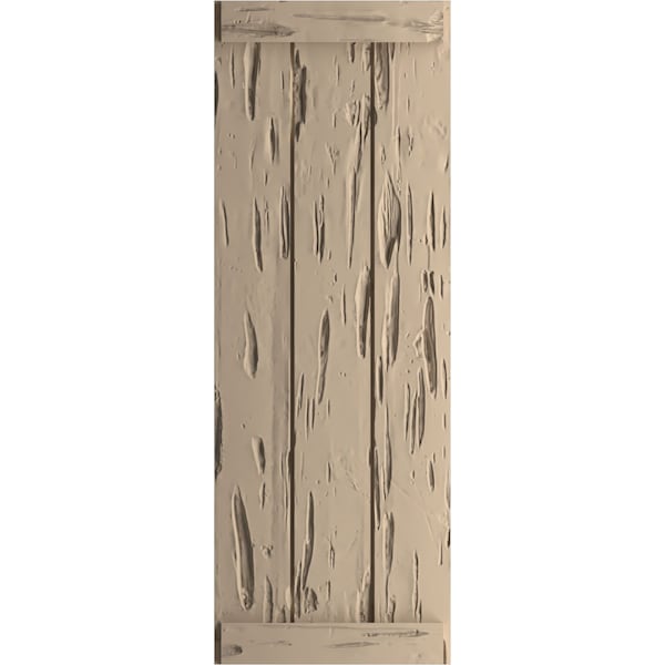 Ekena Millwork Rustic 3 Board Joined Board-n-Batten Pecky Cypress Faux Wood Shutters w/End Batten, 16 1/2"W x 34"H - SHUBJE16X34PCPR