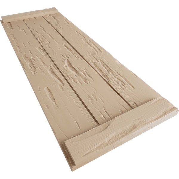 Ekena Millwork Rustic 3 Board Joined Board-n-Batten Pecky Cypress Faux Wood Shutters w/End Batten, 16 1/2"W x 34"H - SHUBJE16X34PCPR