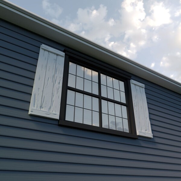 Ekena Millwork Rustic 3 Board Joined Board-n-Batten Pecky Cypress Faux Wood Shutters w/End Batten, 16 1/2"W x 34"H - SHUBJE16X34PCPR