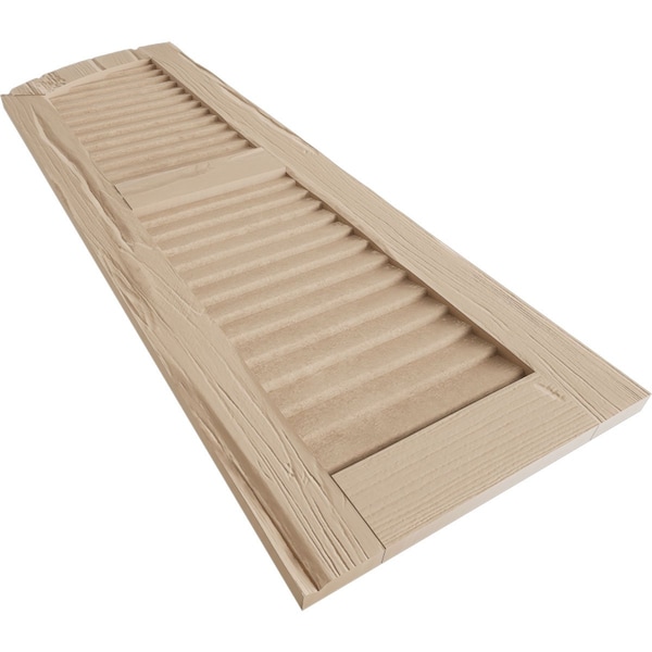 Ekena Millwork Timberthane Riverwood 2 Equal Louver w/Elliptical Top Faux Wood Shutters, 18W x 26H, 20 Low Side, PR - SHULVL18X26RWPR