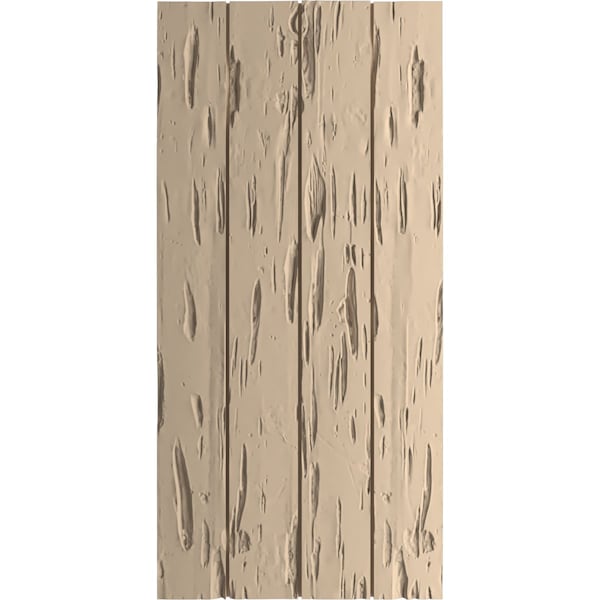 Ekena Millwork Rustic Four Board Joined Board-n-Batten Pecky Cypress Faux Wood Shutters w/No Batten, 22"W x 38"H - SHUBJN22X38PCPR