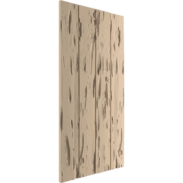 Ekena Millwork Rustic Four Board Joined Board-n-Batten Pecky Cypress Faux Wood Shutters w/No Batten, 22"W x 38"H - SHUBJN22X38PCPR