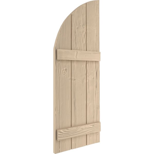 Ekena Millwork Sandblasted 3 Board Joined Board-n-Batten w/Quarter Round Arch Top Faux Wood Shutters, 16.5"W x 36"H - SHUBJQ16X36SDPR