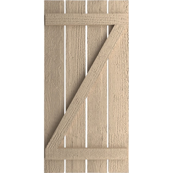 Ekena Millwork Rustic Four Board Spaced Board-n-Batten Rough Sawn Faux Wood Shutters w/Z-Board, 23 1/2W x 40H, PR - SHUBSZ23X40RSPR