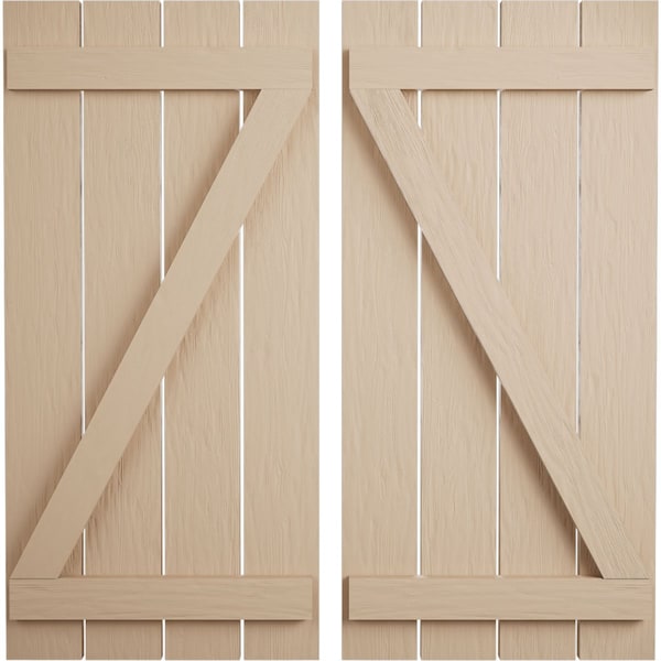 Ekena Millwork Rustic Four Board Spaced Board-n-Batten Rough Sawn Faux Wood Shutters w/Z-Board, 23 1/2W x 40H, PR - SHUBSZ23X40RSPR