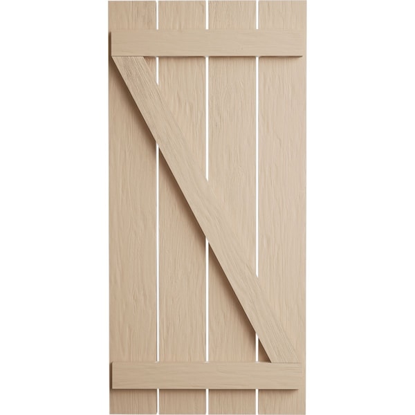 Ekena Millwork Rustic Four Board Spaced Board-n-Batten Rough Sawn Faux Wood Shutters w/Z-Board, 23 1/2W x 40H, PR - SHUBSZ23X40RSPR