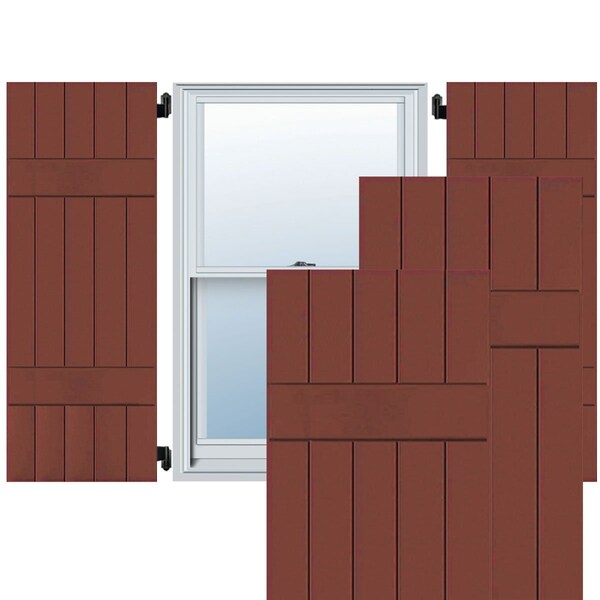 Ekena Millwork Exterior 5 Board (2 Batten) Real Wood Sapele Mahogany Board-n-Batten Shutters PR, RWB18X047RWM - RWB18X047RWM