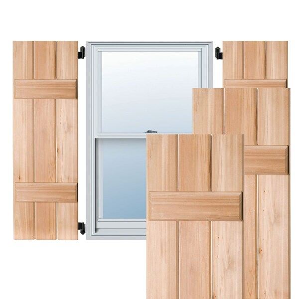 Ekena Millwork Exterior 3 Board (2 Batten) Real Wood Sapele Mahogany Board-n-Batten Shutters PR, RWB12X033UNM - RWB12X033UNM
