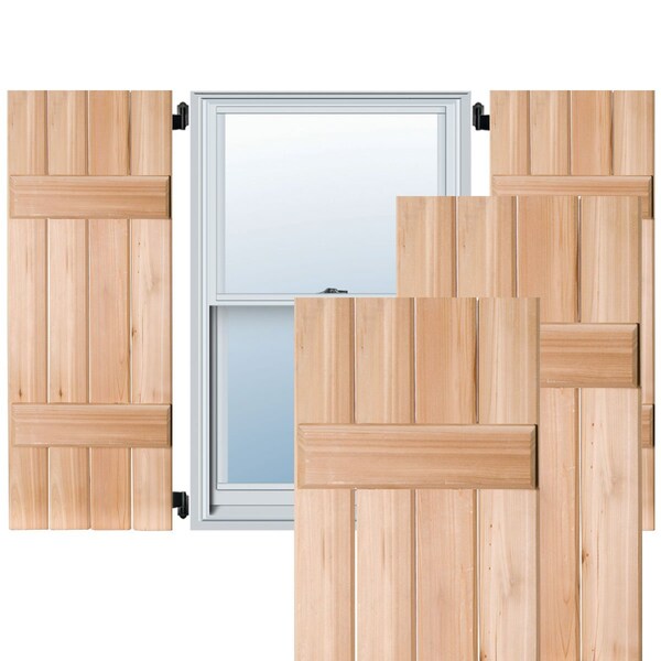 Ekena Millwork Exterior 4 Board (2 Batten) Real Wood Sapele Mahogany Board-n-Batten Shutters PR, RWB15X032UNM - RWB15X032UNM