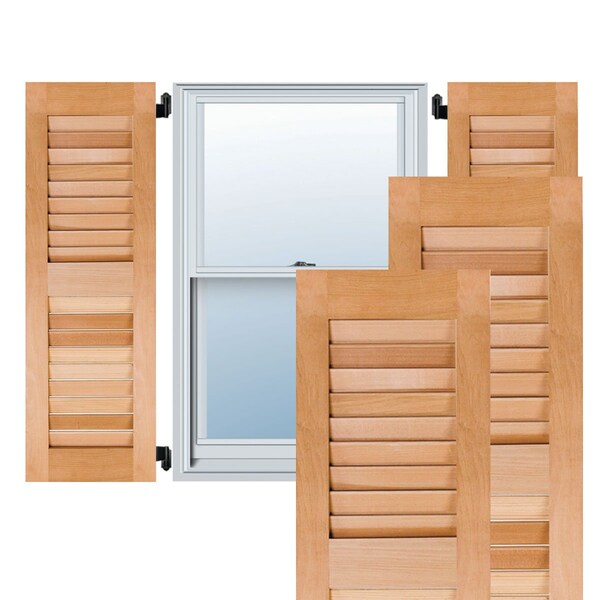 Ekena Millwork 12"W x 36"H Exterior Real Wood Sapele Mahogany Open Louvered Shutters, Unfinished PR - RWL12X036UNM