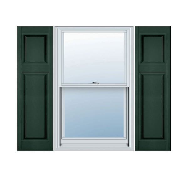 Ekena Millwork 14 3/4-in. W x 67-in. H Standard Size Cottage Style Double Panel Shutters, 122 - Midnight Green - 00026714122
