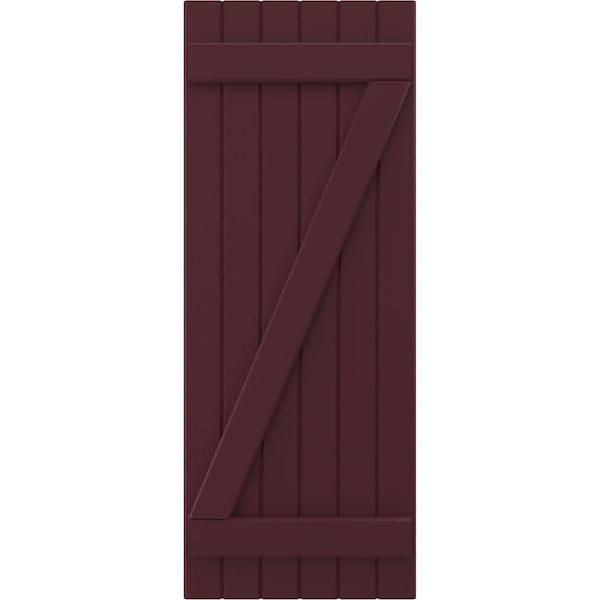 Ekena Millwork Americraft 6-Board (2 Batten) Wood Joined Board-n-Batten Shutters w/ Z-Bar, ARW102BB621X79WRH, PR - ARW102BB621X79WRH