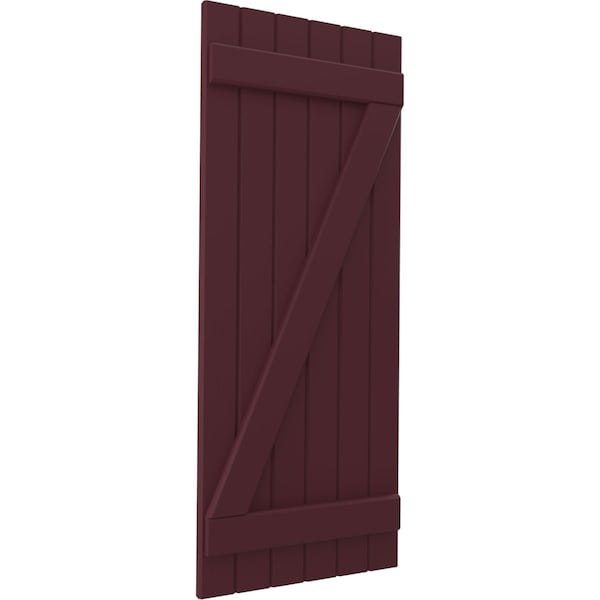 Ekena Millwork Americraft 6-Board (2 Batten) Wood Joined Board-n-Batten Shutters w/ Z-Bar, ARW102BB621X79WRH, PR - ARW102BB621X79WRH