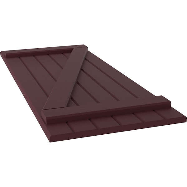 Ekena Millwork Americraft 6-Board (2 Batten) Wood Joined Board-n-Batten Shutters w/ Z-Bar, ARW102BB621X79WRH, PR - ARW102BB621X79WRH