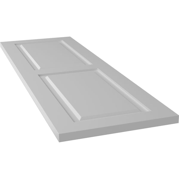 Ekena Millwork True Fit PVC Two Equal Raised Panel Shutters, Primed, 15"W x 32"H - TFP101RPF15X032PR