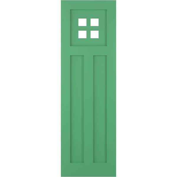 Ekena Millwork True Fit PVC San Antonio Mission Style Fixed Mount Shutters, Lilly Pads, 18W x 69H, PR - TFP001ST18X069LP