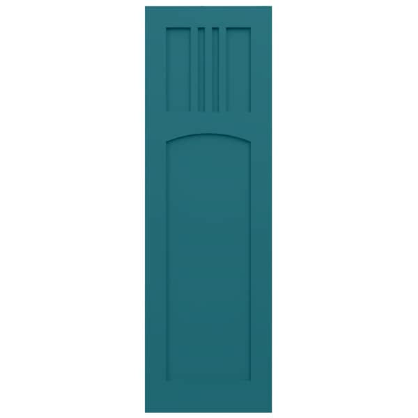 Ekena Millwork True Fit PVC San Miguel Mission Style Fixed Mount Shutters, Antigua, 15W x 69H, PR - TFP001SM15X069AN