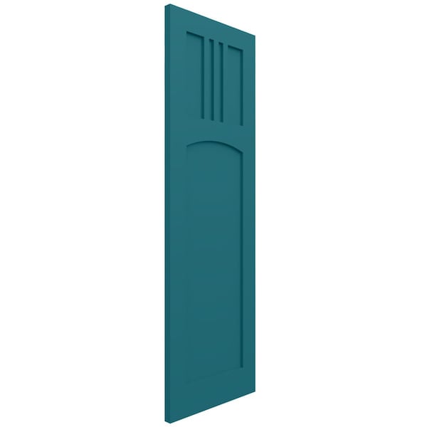 Ekena Millwork True Fit PVC San Miguel Mission Style Fixed Mount Shutters, Antigua, 15W x 69H, PR - TFP001SM15X069AN