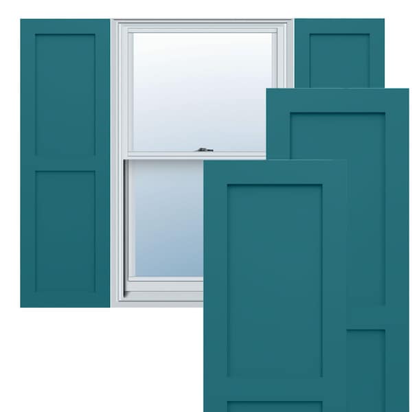 Ekena Millwork True Fit PVC Two Equal Flat Panel Shutters, Antigua, 15W x 39H, PR - TFP101FPF15X039AN
