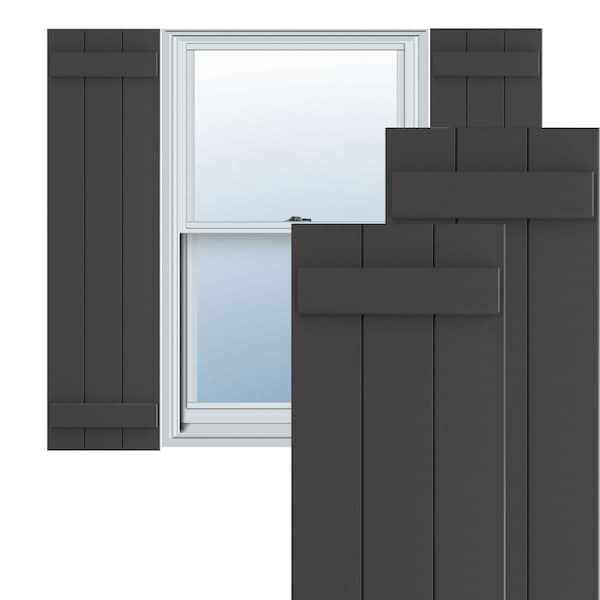 Ekena Millwork True Fit PVC, Three Board Joined Board-n-Batten Shutters, Shadow Mountain, 16 1/8W x 48H, PR - TFP101BBF16X048SM