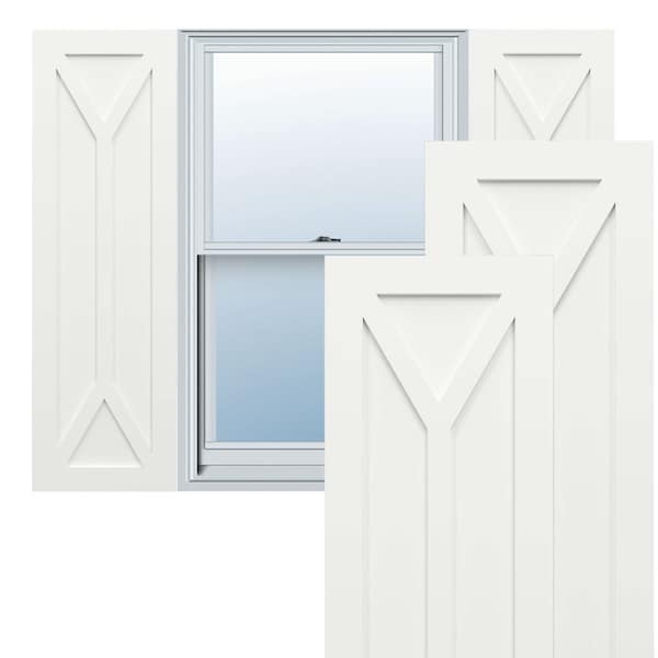 Ekena Millwork True Fit PVC San Carlos Mission Style Fixed Mount Shutters, Unfinished, 12W x 47H, PR - TFP001SC12X047UN