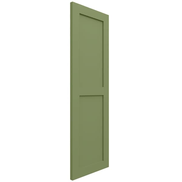 Ekena Millwork True Fit PVC Two Equal Flat Panel Shutters, Moss Green, 15W x 64H, PR - TFP101FPF15X064MG