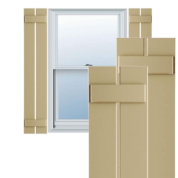 Ekena Millwork True Fit PVC, Two Board Spaced Board-n-Batten Shutters, Natural Twine, 11 1/4W x 69H, PR - TFP101SBF11X069NT