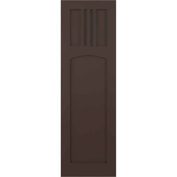 Ekena Millwork True Fit PVC San Miguel Mission Style Fixed Mount Shutters, Raisin Brown, 12W x 45H, PR - TFP001SM12X045TB