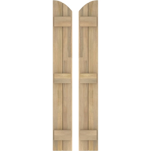 Ekena Millwork Americraft 2-Board (3 Batten) Wood Joined Board-n-Batten Shutters w/Ellipt Top, ARW401BE207X42UNH, PR - ARW401BE207X42UNH