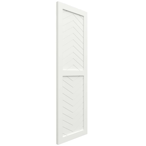 Ekena Millwork True Fit PVC Two Panel Chevron Modern Style Fixed Mount Shutters, Unfinished, 12W x 35H, PR - TFP101CV12X035UN