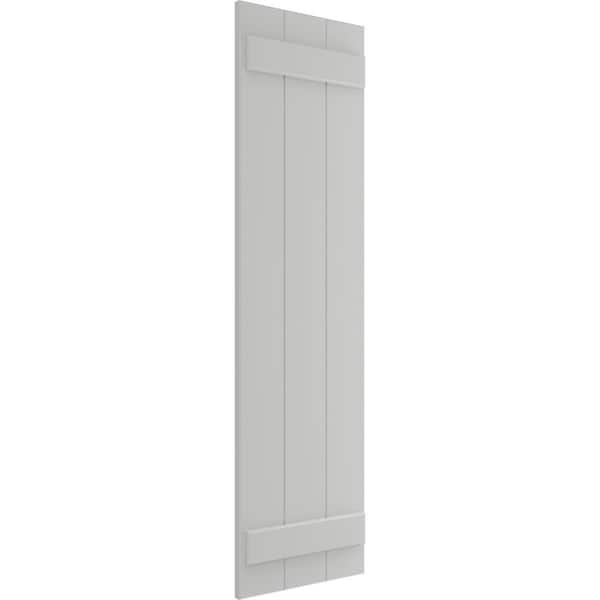 Ekena Millwork True Fit PVC Three Board Joined Board-n-Batten Shutters, Hailstorm Gray, 16 1/8W x 58H, PR - TFP101BBF16X058ST