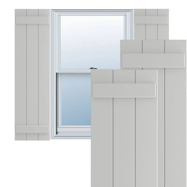 Ekena Millwork True Fit PVC Three Board Joined Board-n-Batten Shutters, Hailstorm Gray, 16 1/8W x 58H, PR - TFP101BBF16X058ST