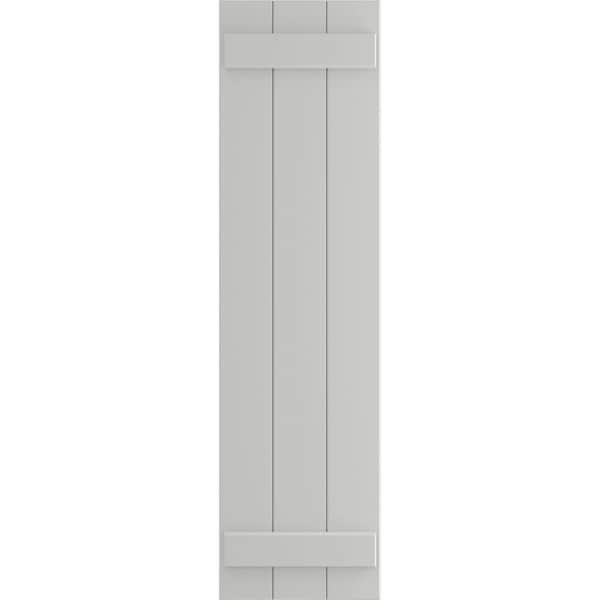 Ekena Millwork True Fit PVC Three Board Joined Board-n-Batten Shutters, Hailstorm Gray, 16 1/8W x 58H, PR - TFP101BBF16X058ST