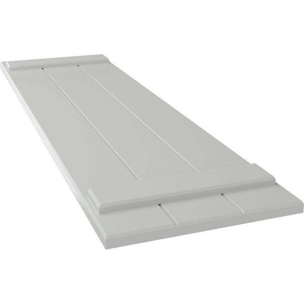 Ekena Millwork True Fit PVC Three Board Joined Board-n-Batten Shutters, Hailstorm Gray, 16 1/8W x 58H, PR - TFP101BBF16X058ST