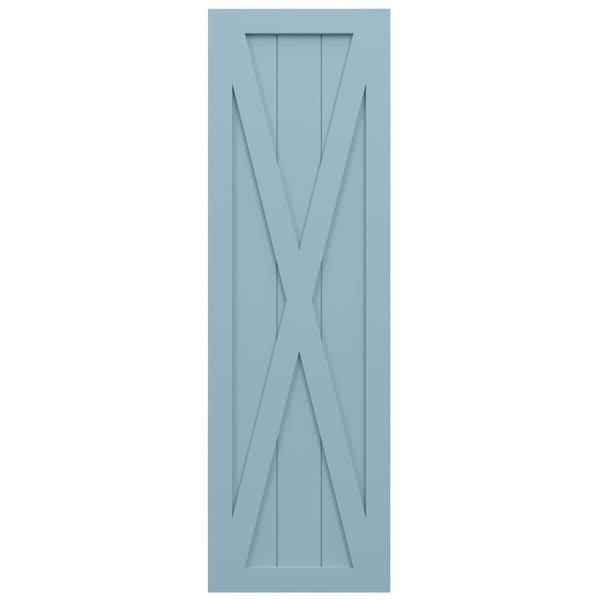 Ekena Millwork True Fit PVC Single X-Board Farmhouse Fixed Mount Shutters, Peaceful Blue, 15W x 66H, PR - TFP001FH15X066SB
