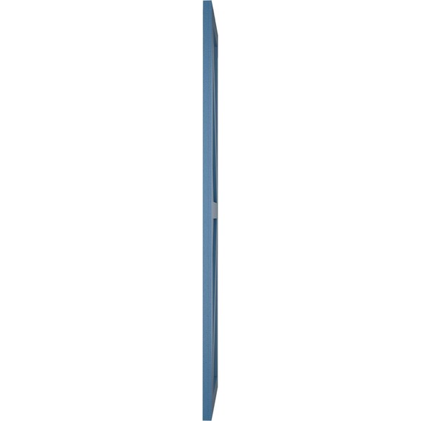 Ekena Millwork True Fit PVC Two Equal Panel Farmhouse Fixed Mount Shutters w/ Z-Bar, Sojourn Blue , 15W x 64H, PR - TFP102FH15X064HB