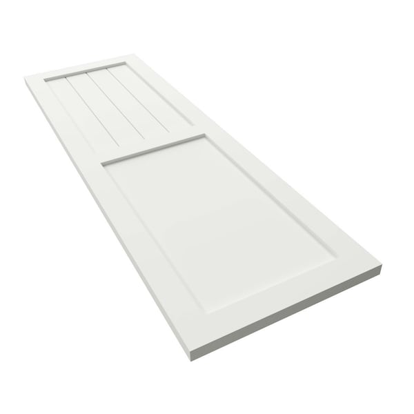 Ekena Millwork True Fit PVC Farmhouse/Flat Panel Combination Fixed Mount Shutters, Unfinished, 15W x 29H, PR - TFP101FC15X029UN